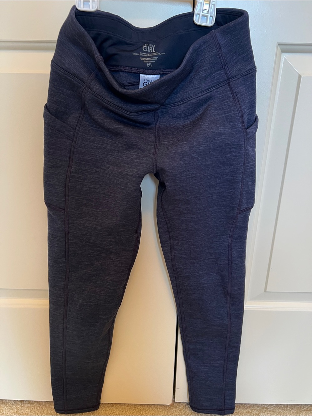 Athleta Girls' Dark Navy Heather Leggings with Side Pockets